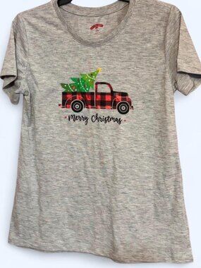 Holiday Time Gray T-Shirt with Festive Truck